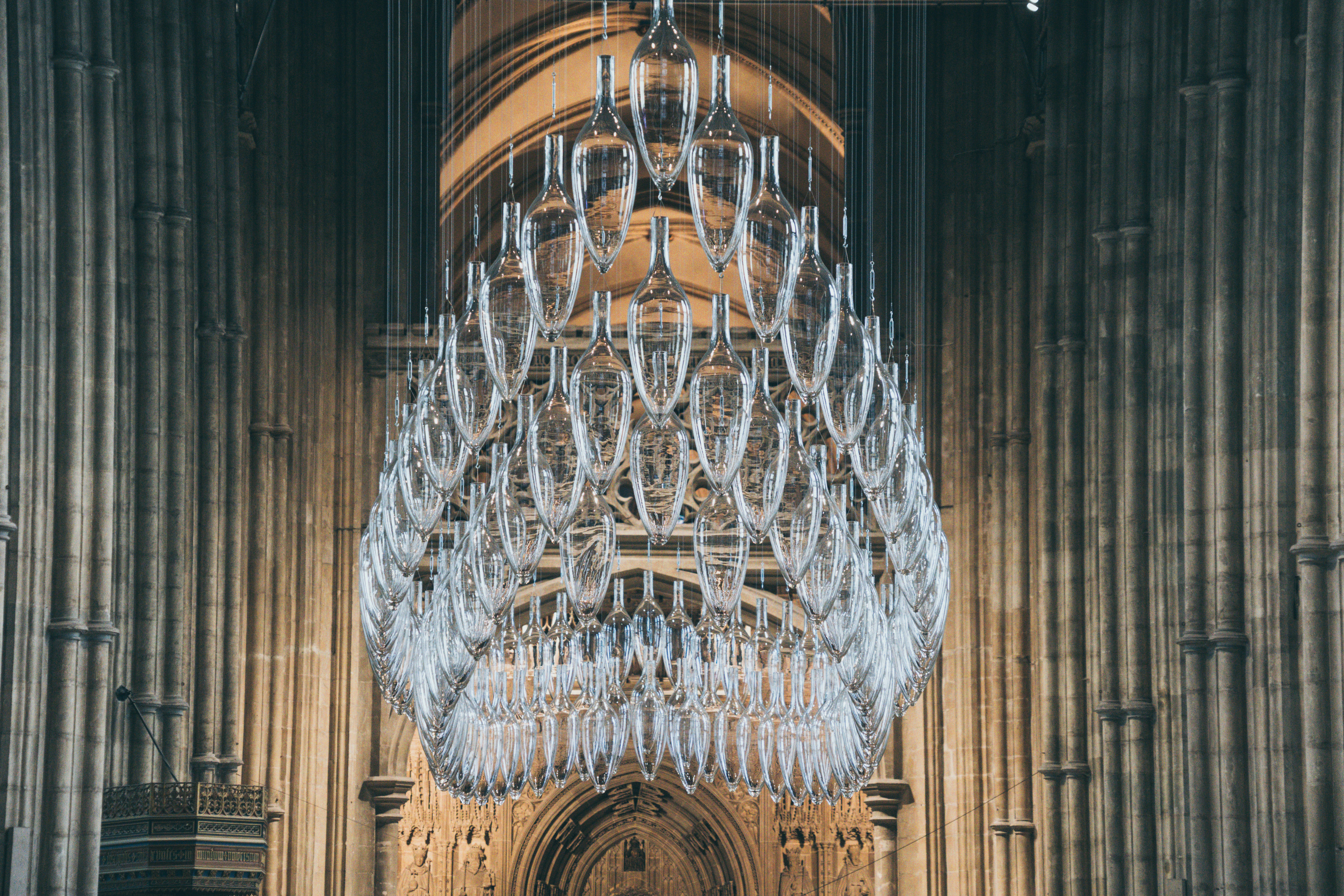 photograph of glass chandelier